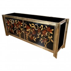 Rectangular brass and lacquered wood sideboard 